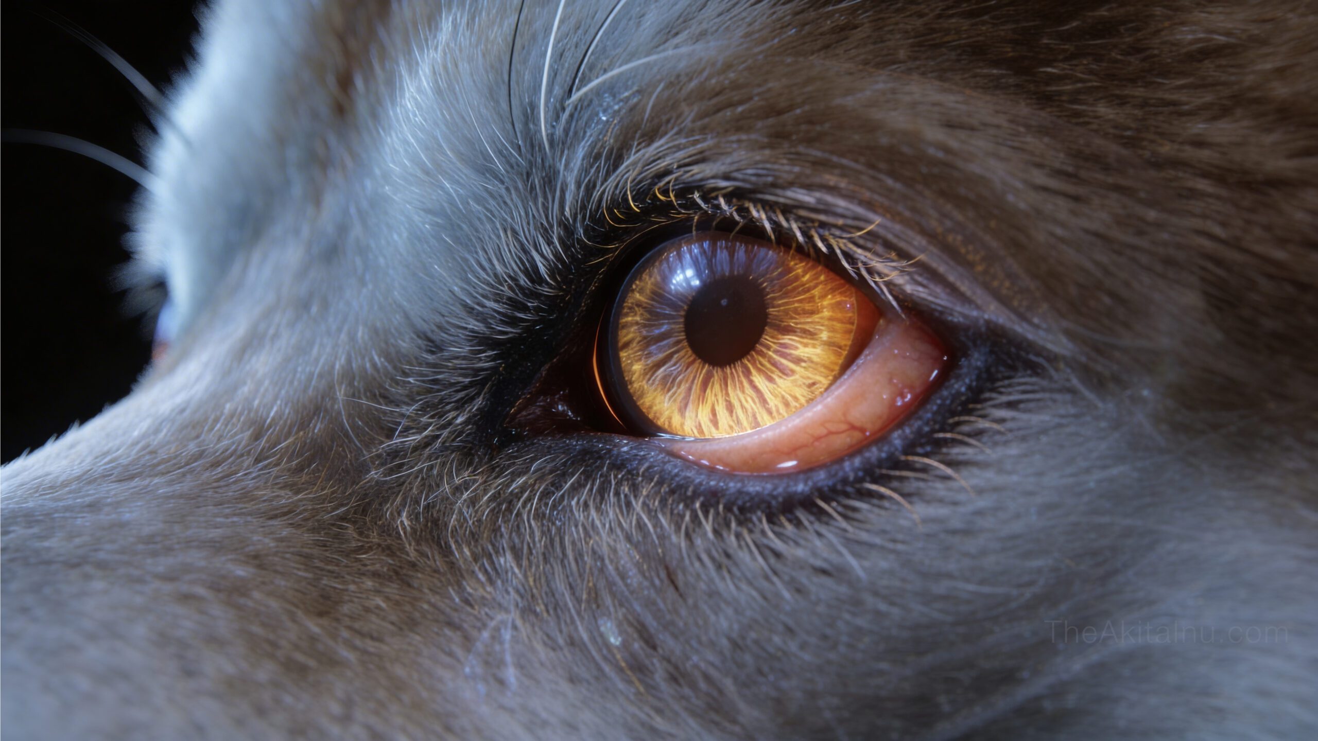 Entropion in the Akita Inu showing inward rolling eyelid irritating the cornea and causing eye discomfort
