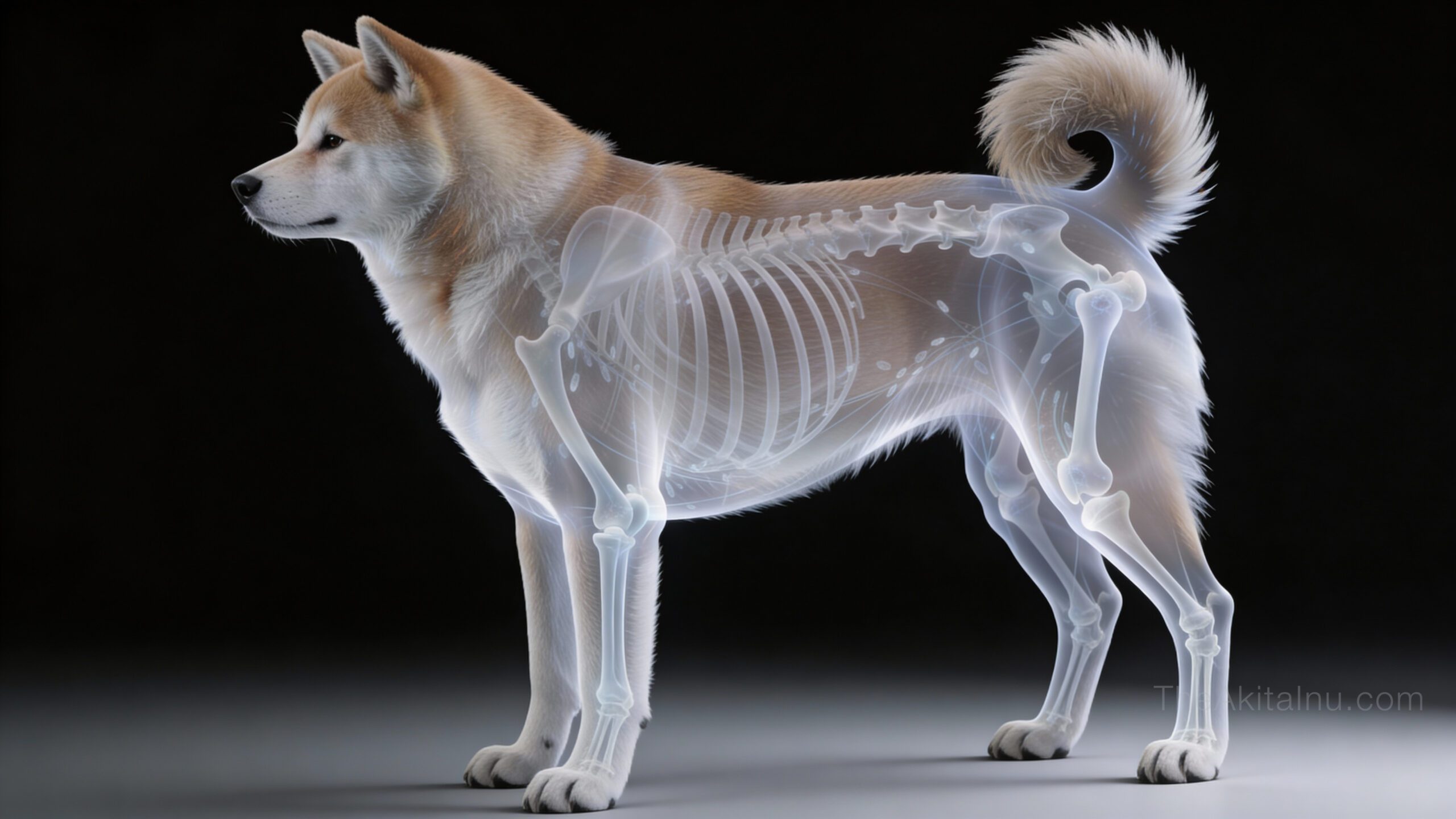 Veterinary illustration emphasizing cancer awareness and responsible ownership in Japanese Akita dogs.